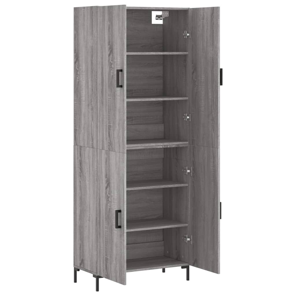 Hoge kast 69,5x34x180 cm bewerkt hout grijs sonoma eikenkleurig