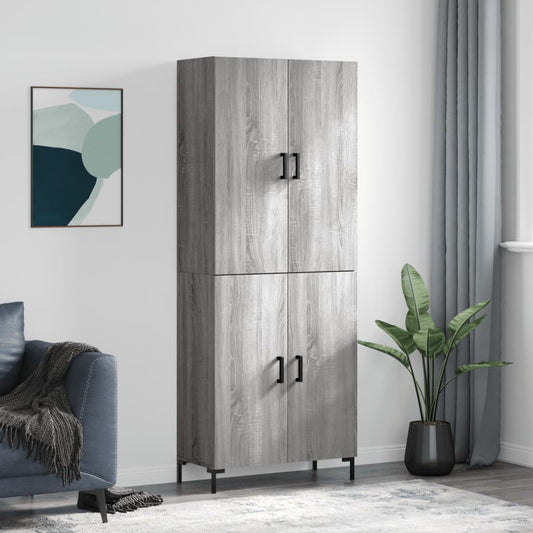 Hoge kast 69,5x34x180 cm bewerkt hout grijs sonoma eikenkleurig