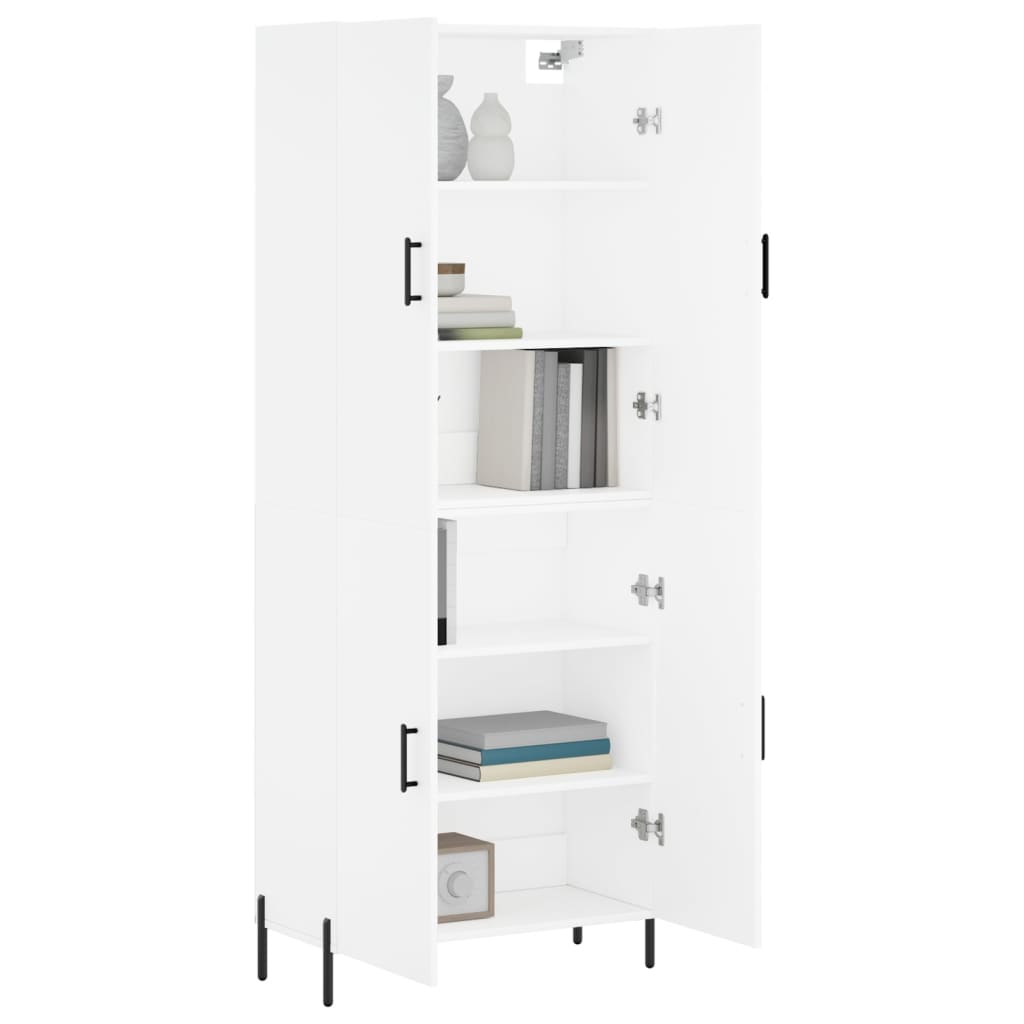 Hoge kast 69,5x34x180 cm bewerkt hout wit