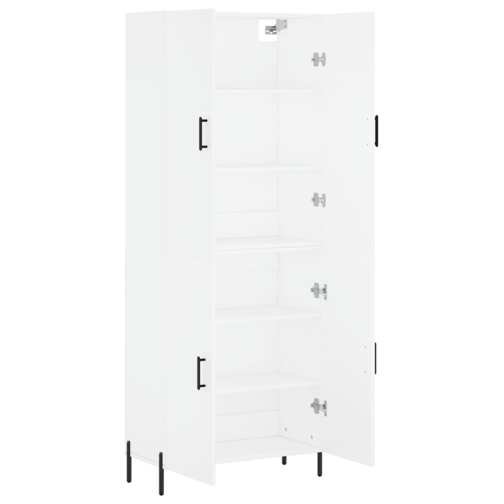 Hoge kast 69,5x34x180 cm bewerkt hout wit