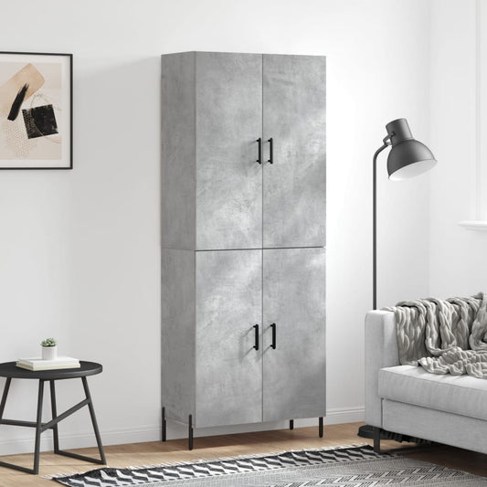 Hoge kast 69,5x34x180 cm bewerkt hout betongrijs