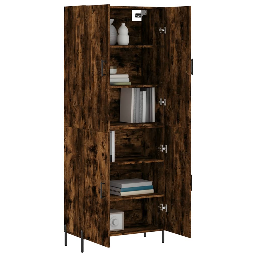 Hoge kast 69,5x34x180 cm bewerkt hout gerookt eikenkleurig