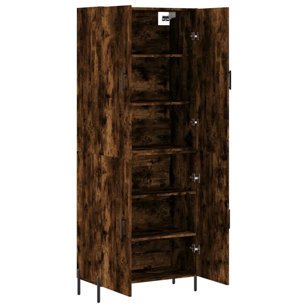Hoge kast 69,5x34x180 cm bewerkt hout gerookt eikenkleurig