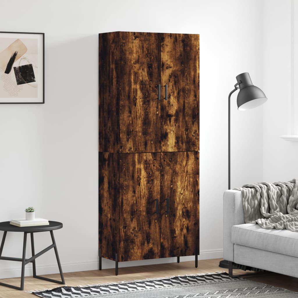 Hoge kast 69,5x34x180 cm bewerkt hout gerookt eikenkleurig