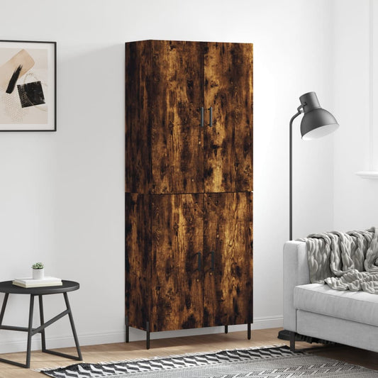 Hoge kast 69,5x34x180 cm bewerkt hout gerookt eikenkleurig