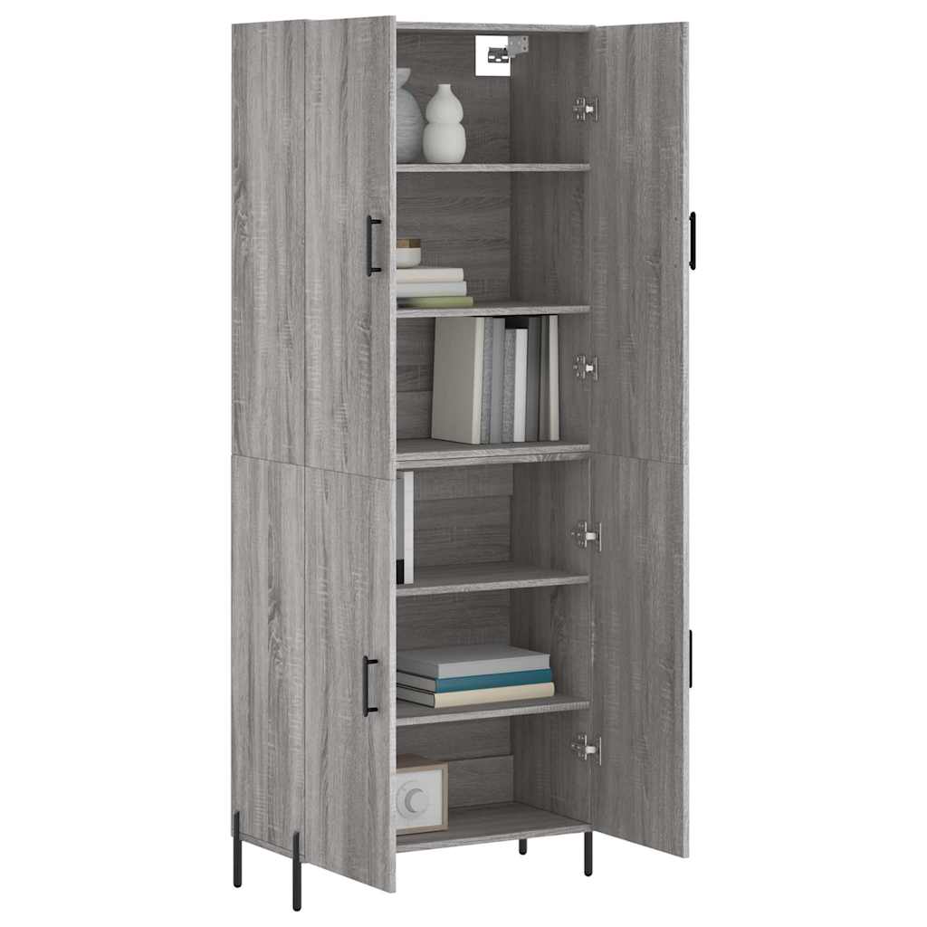 Hoge kast 69,5x34x180 cm bewerkt hout grijs sonoma eikenkleurig