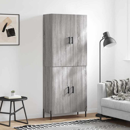 Hoge kast 69,5x34x180 cm bewerkt hout grijs sonoma eikenkleurig
