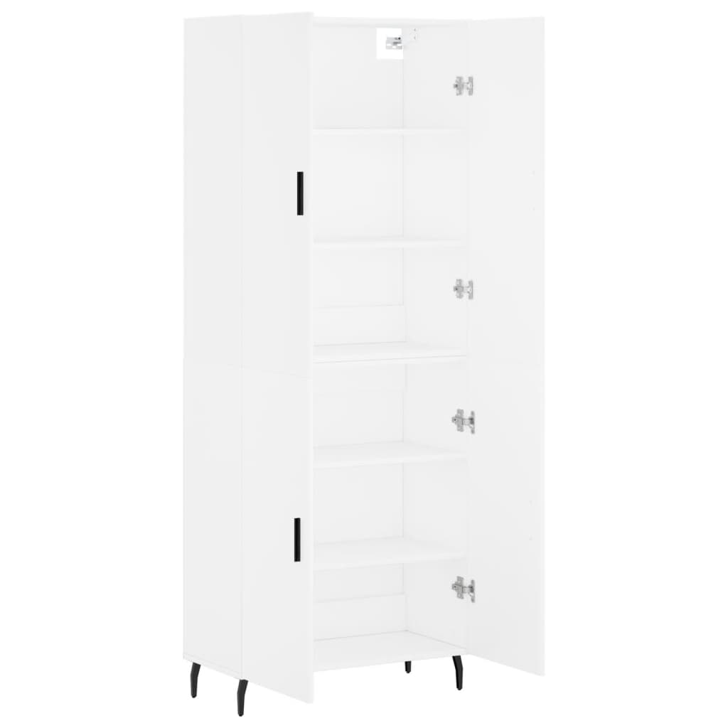 Hoge kast 69,5x34x180 cm bewerkt hout wit