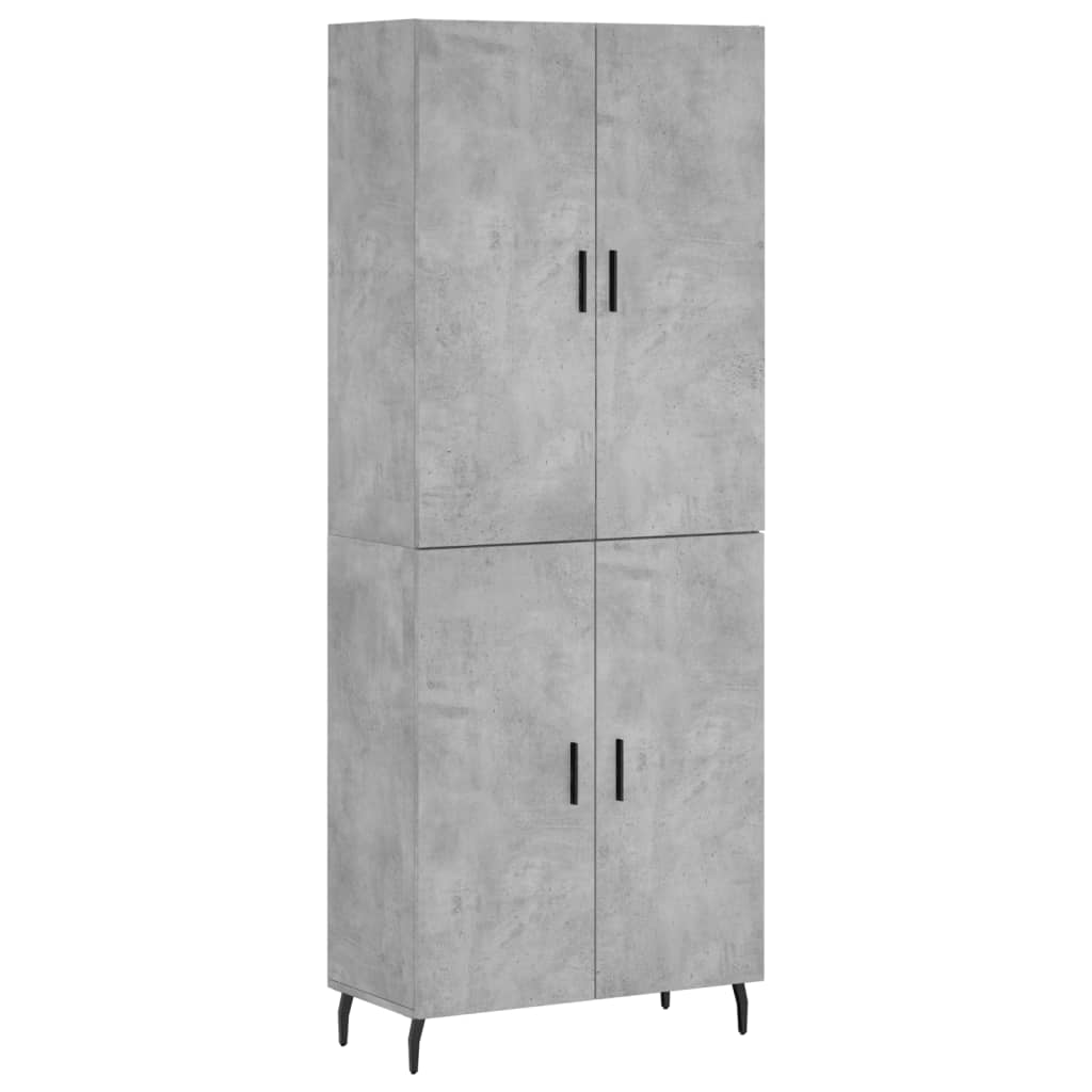 Hoge kast 69,5x34x180 cm bewerkt hout betongrijs