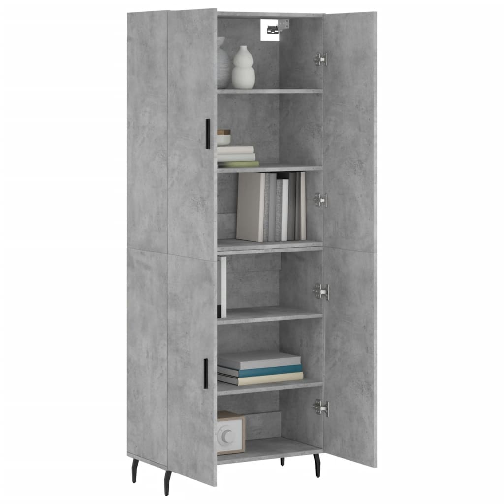 Hoge kast 69,5x34x180 cm bewerkt hout betongrijs