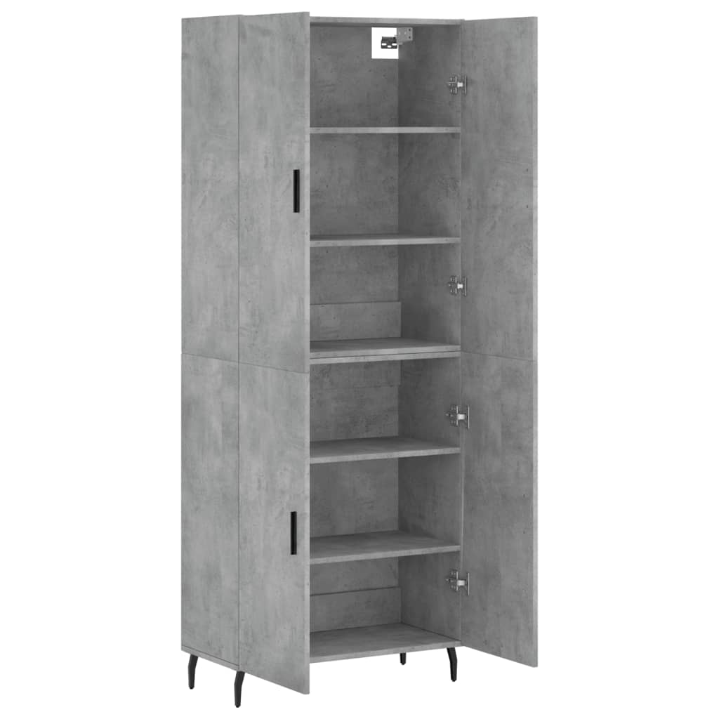 Hoge kast 69,5x34x180 cm bewerkt hout betongrijs