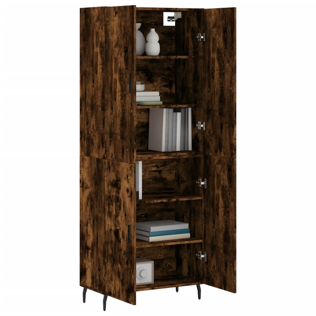Hoge kast 69,5x34x180 cm bewerkt hout gerookt eikenkleurig