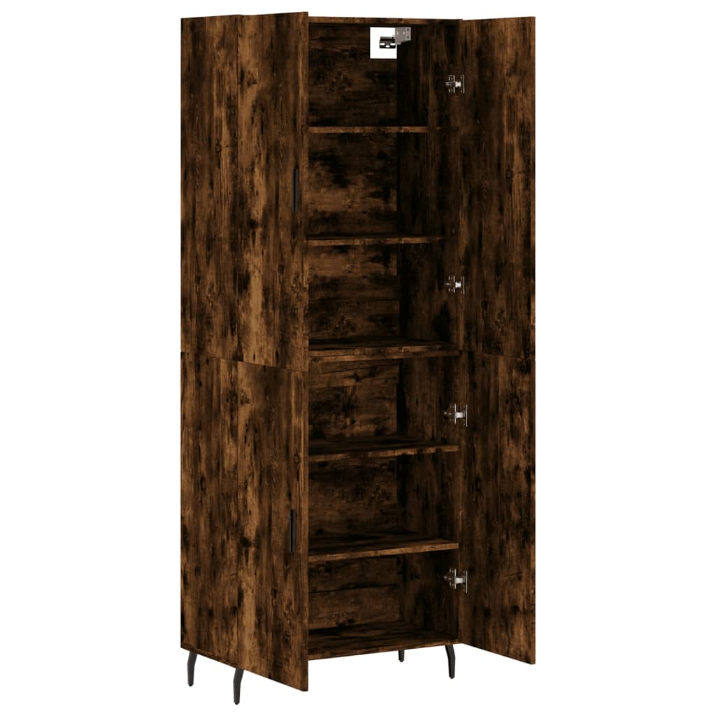Hoge kast 69,5x34x180 cm bewerkt hout gerookt eikenkleurig