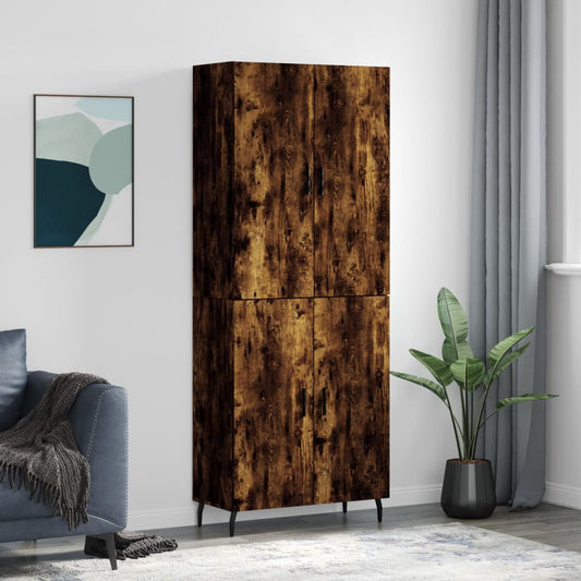Hoge kast 69,5x34x180 cm bewerkt hout gerookt eikenkleurig