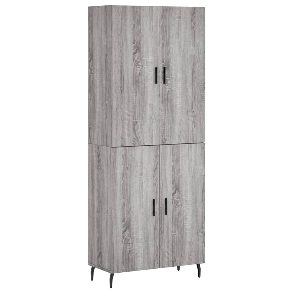 Hoge kast 69,5x34x180 cm bewerkt hout grijs sonoma eikenkleurig