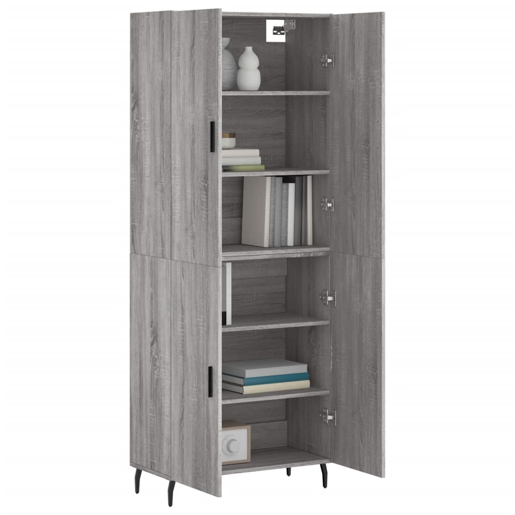 Hoge kast 69,5x34x180 cm bewerkt hout grijs sonoma eikenkleurig