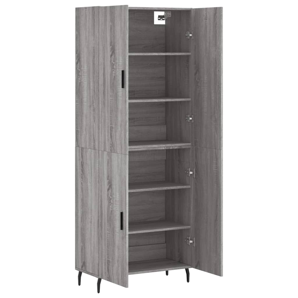 Hoge kast 69,5x34x180 cm bewerkt hout grijs sonoma eikenkleurig