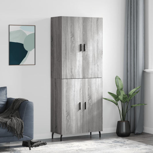 Hoge kast 69,5x34x180 cm bewerkt hout grijs sonoma eikenkleurig