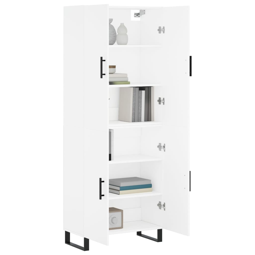 Hoge kast 69,5x34x180 cm bewerkt hout wit