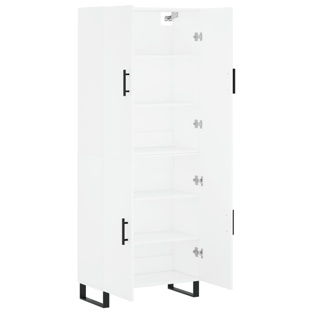 Hoge kast 69,5x34x180 cm bewerkt hout wit
