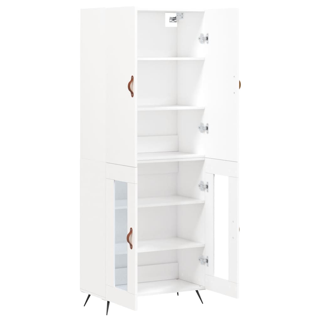 Hoge kast 69,5x34x180 cm bewerkt hout wit