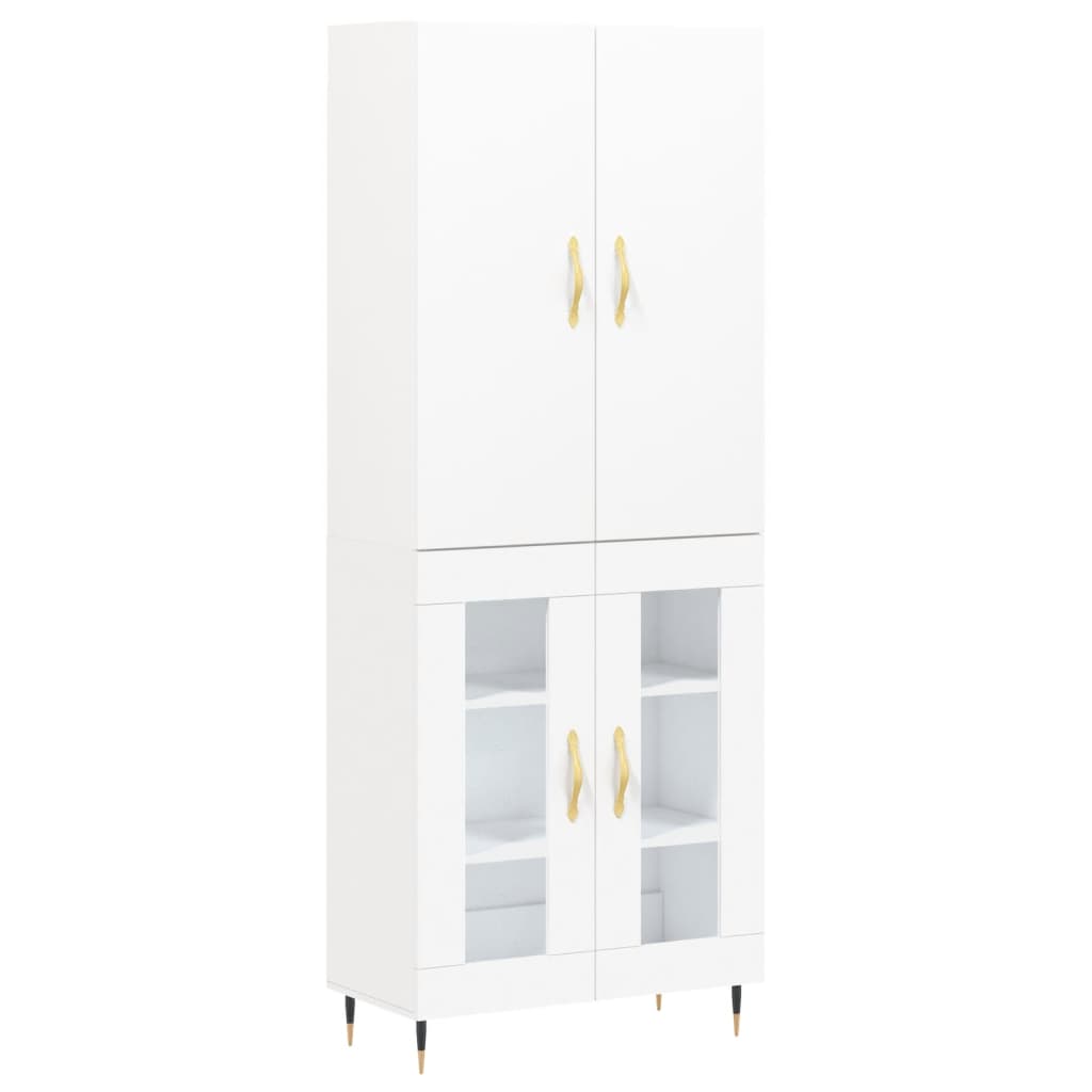 Hoge kast 69,5x34x180 cm bewerkt hout wit