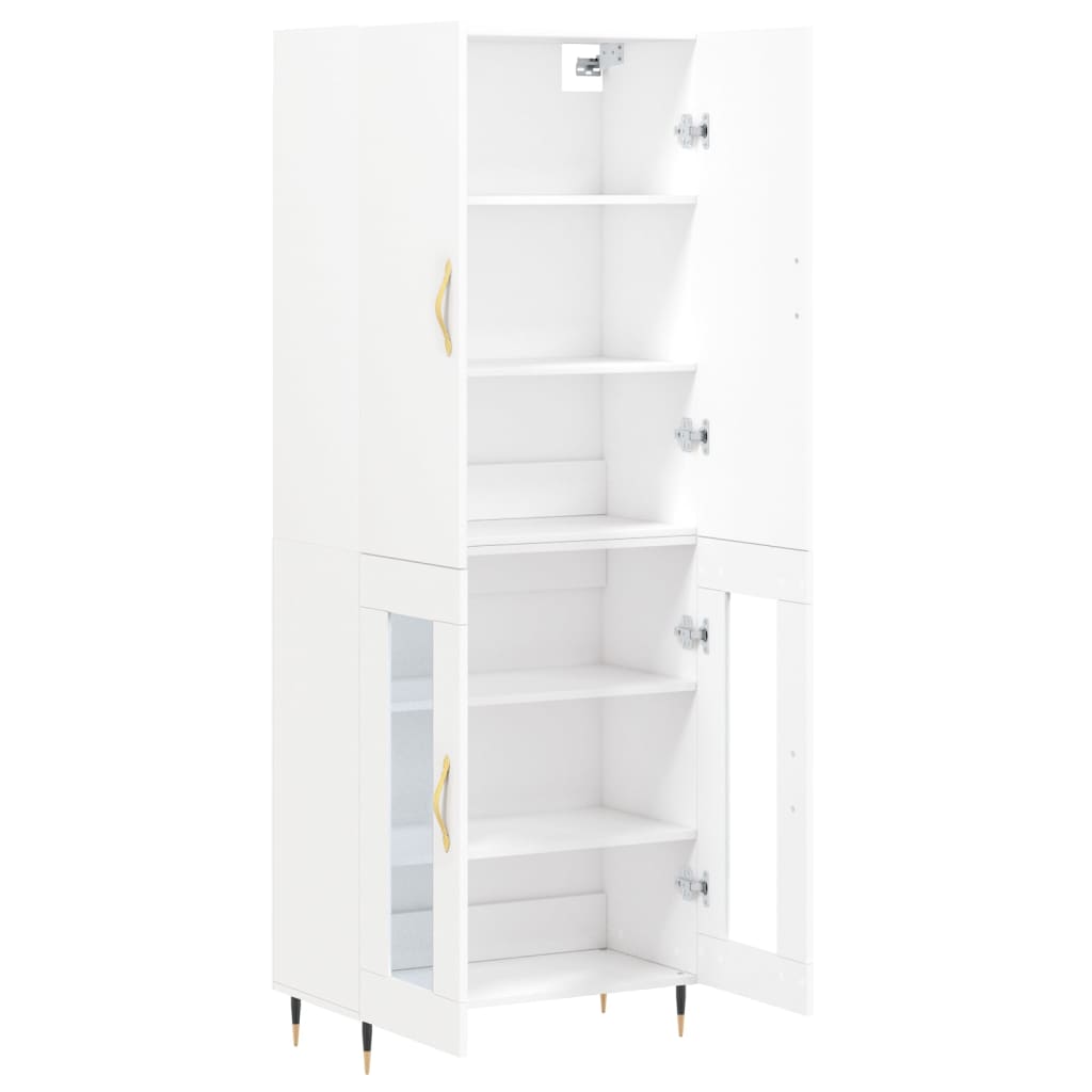 Hoge kast 69,5x34x180 cm bewerkt hout wit