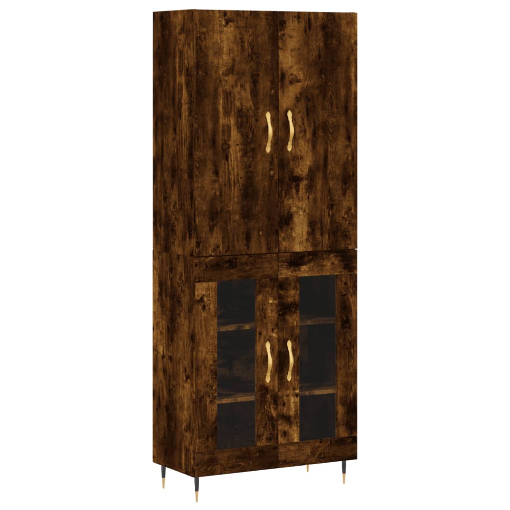Hoge kast 69,5x34x180 cm bewerkt hout gerookt eikenkleurig