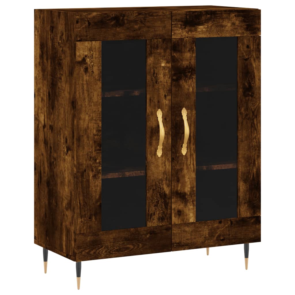 Hoge kast 69,5x34x180 cm bewerkt hout gerookt eikenkleurig