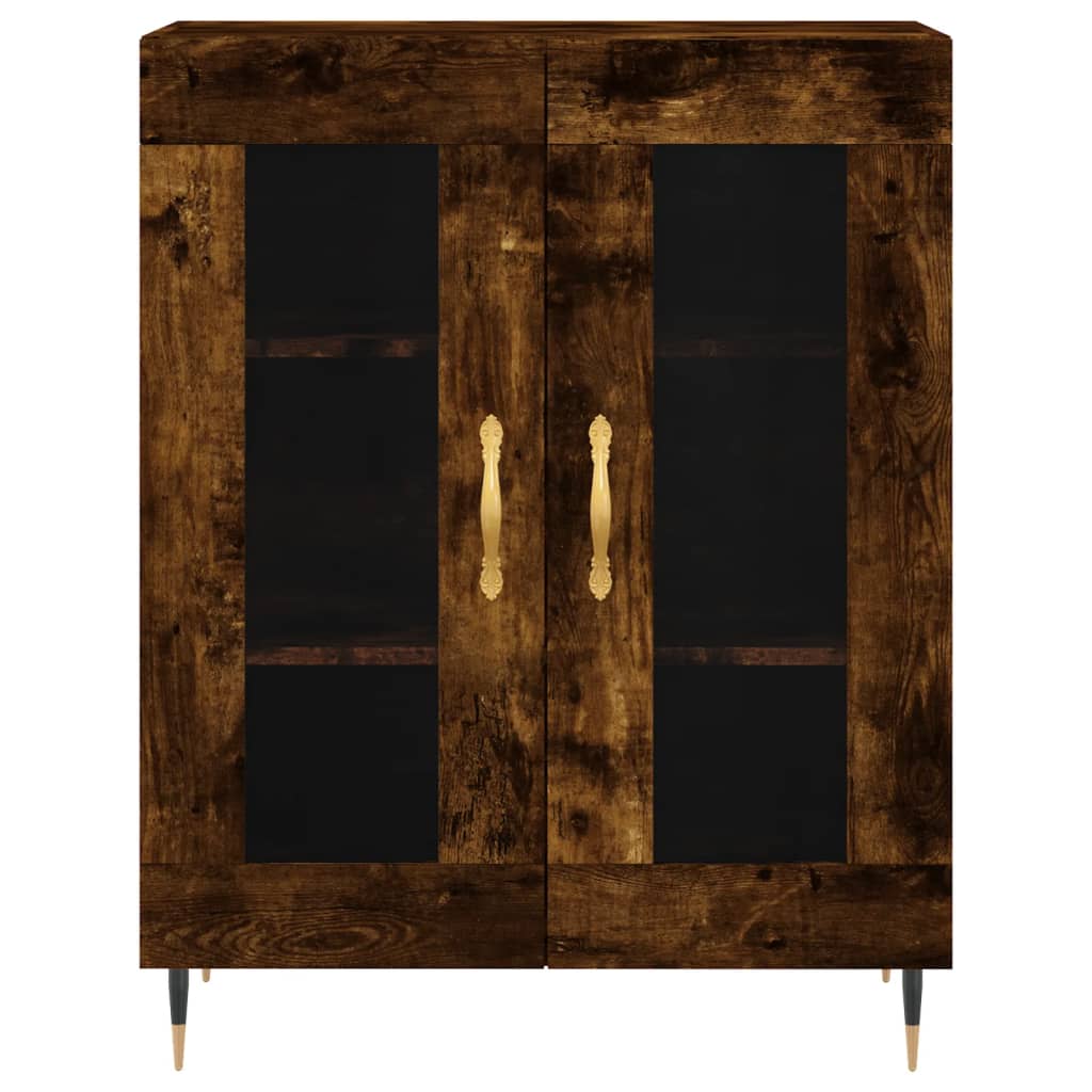 Hoge kast 69,5x34x180 cm bewerkt hout gerookt eikenkleurig