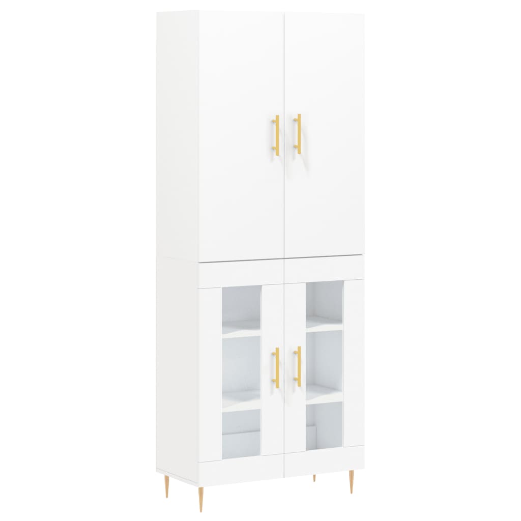 Hoge kast 69,5x34x180 cm bewerkt hout wit