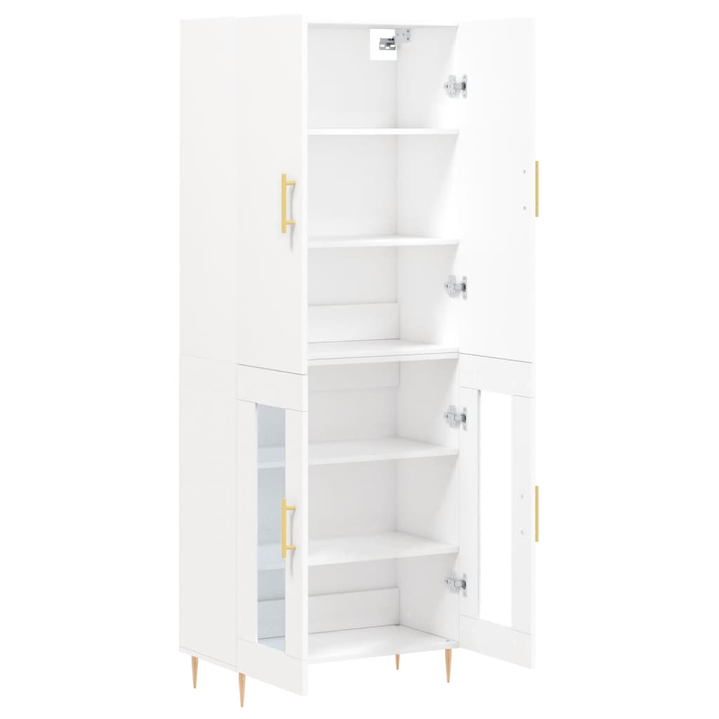 Hoge kast 69,5x34x180 cm bewerkt hout wit