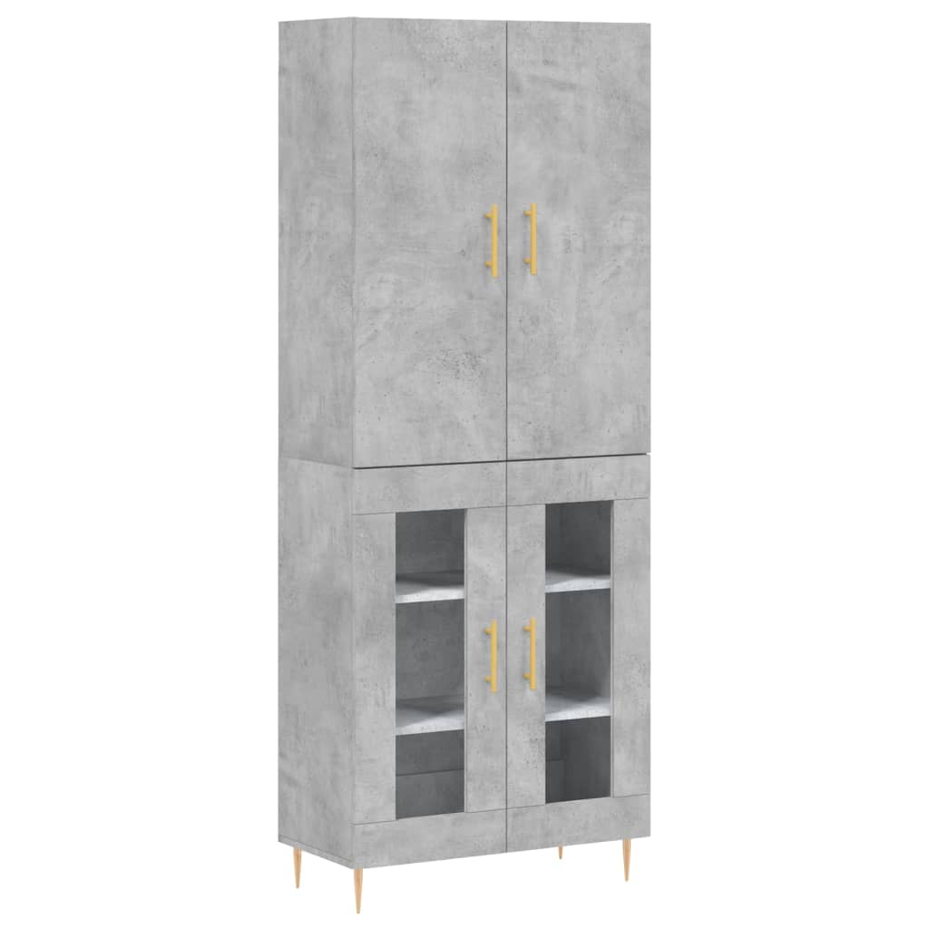 Hoge kast 69,5x34x180 cm bewerkt hout betongrijs