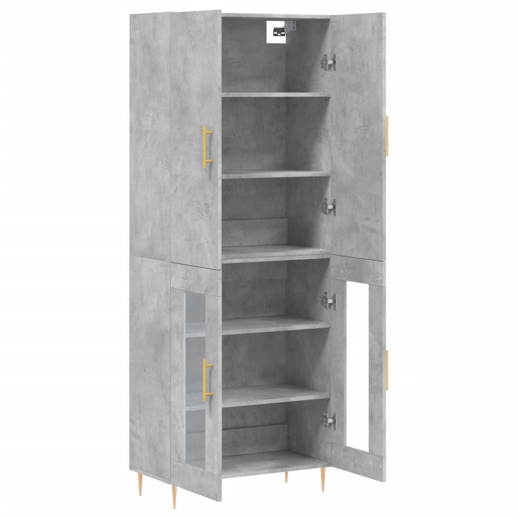 Hoge kast 69,5x34x180 cm bewerkt hout betongrijs