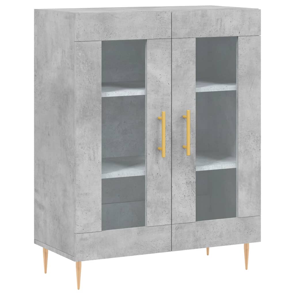 Hoge kast 69,5x34x180 cm bewerkt hout betongrijs