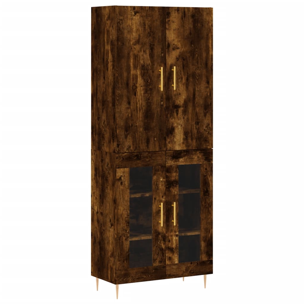 Hoge kast 69,5x34x180 cm bewerkt hout gerookt eikenkleurig