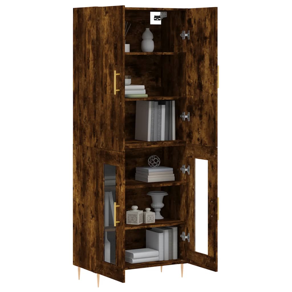 Hoge kast 69,5x34x180 cm bewerkt hout gerookt eikenkleurig