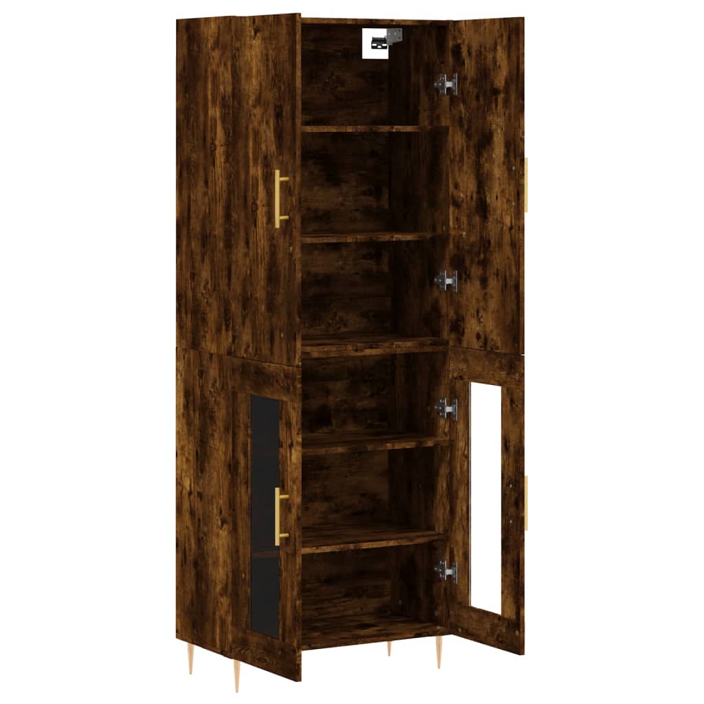 Hoge kast 69,5x34x180 cm bewerkt hout gerookt eikenkleurig