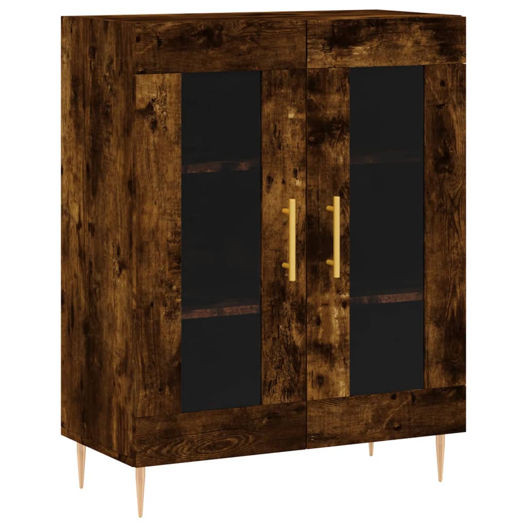 Hoge kast 69,5x34x180 cm bewerkt hout gerookt eikenkleurig
