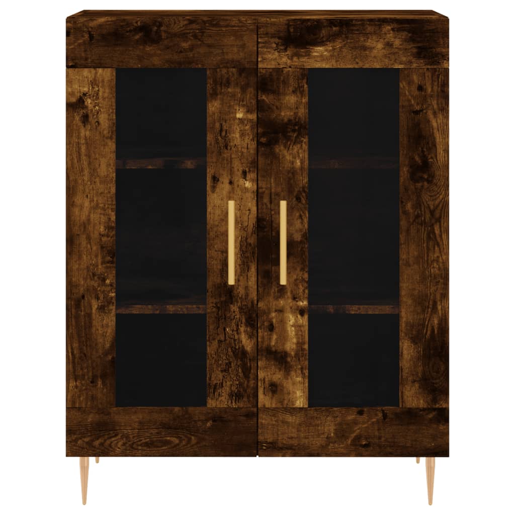 Hoge kast 69,5x34x180 cm bewerkt hout gerookt eikenkleurig
