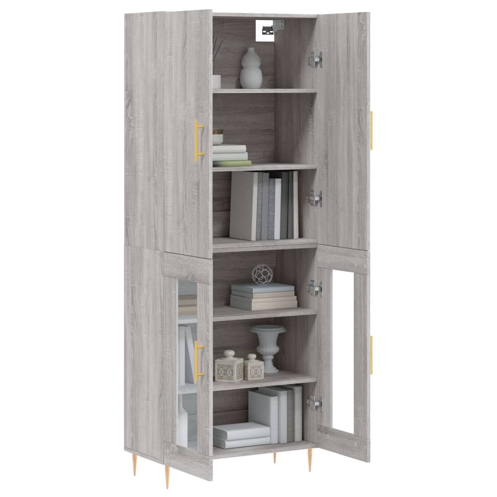Hoge kast 69,5x34x180 cm bewerkt hout grijs sonoma eikenkleurig