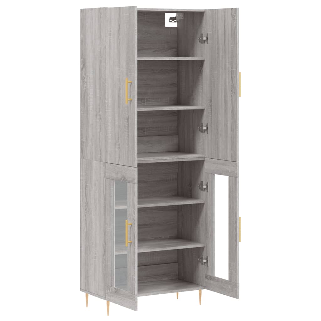 Hoge kast 69,5x34x180 cm bewerkt hout grijs sonoma eikenkleurig