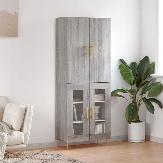 Hoge kast 69,5x34x180 cm bewerkt hout grijs sonoma eikenkleurig