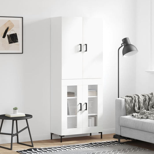 Hoge kast 69,5x34x180 cm bewerkt hout wit