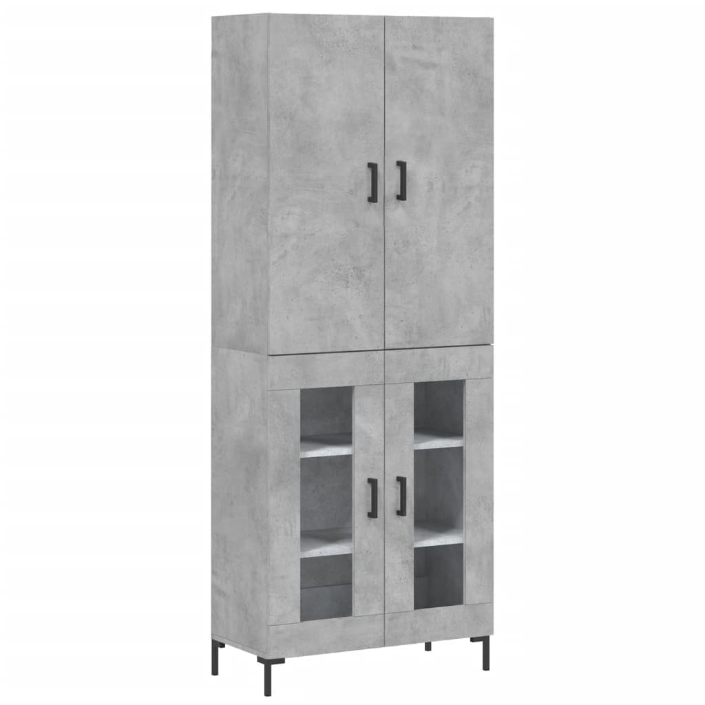 Hoge kast 69,5x34x180 cm bewerkt hout betongrijs