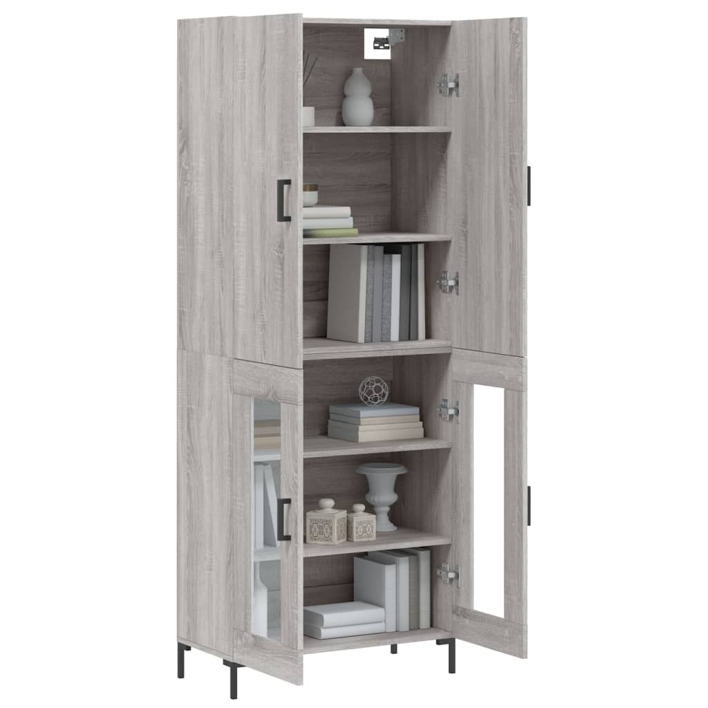 Hoge kast 69,5x34x180 cm bewerkt hout grijs sonoma eikenkleurig