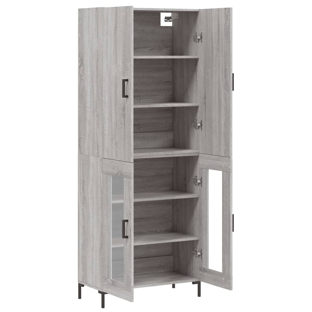 Hoge kast 69,5x34x180 cm bewerkt hout grijs sonoma eikenkleurig
