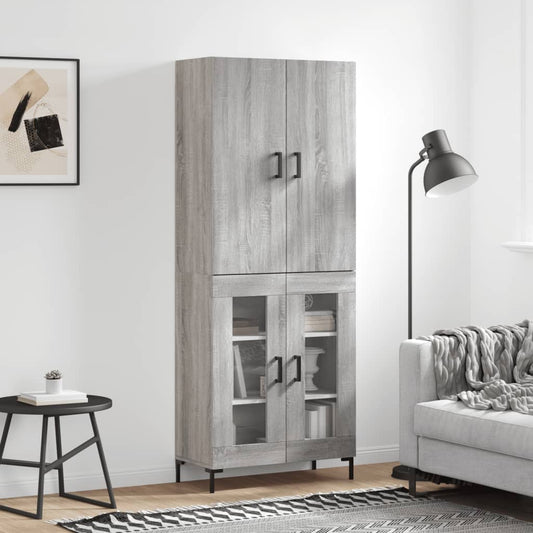 Hoge kast 69,5x34x180 cm bewerkt hout grijs sonoma eikenkleurig