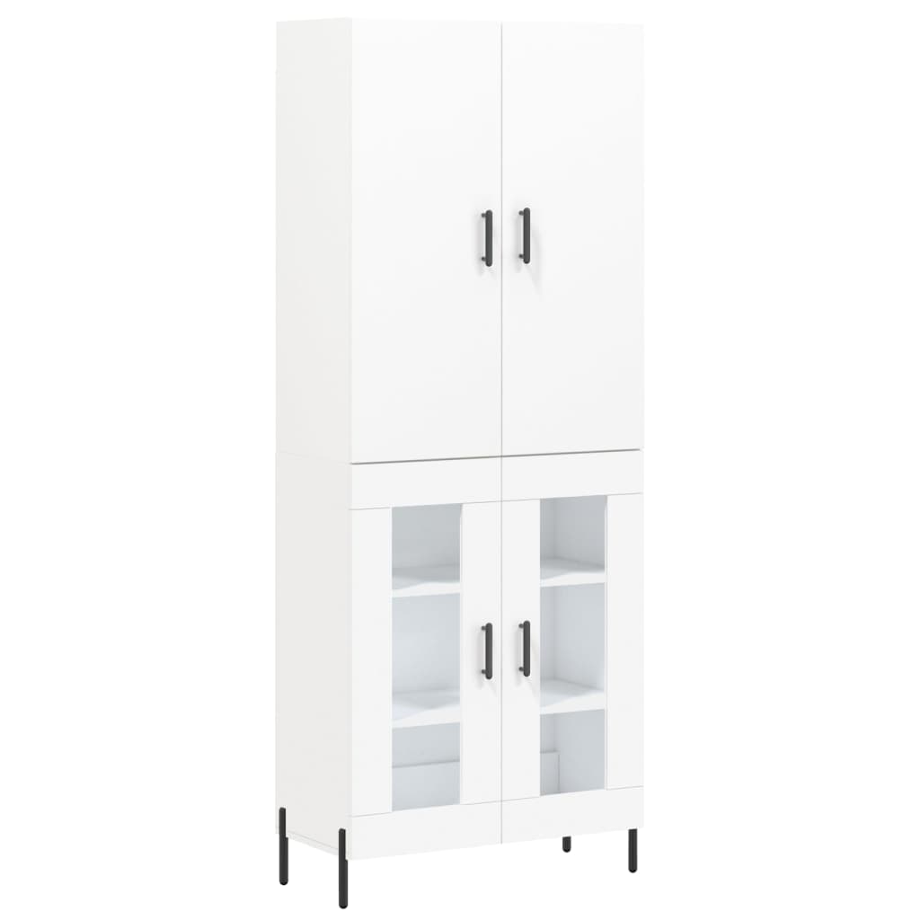 Hoge kast 69,5x34x180 cm bewerkt hout wit