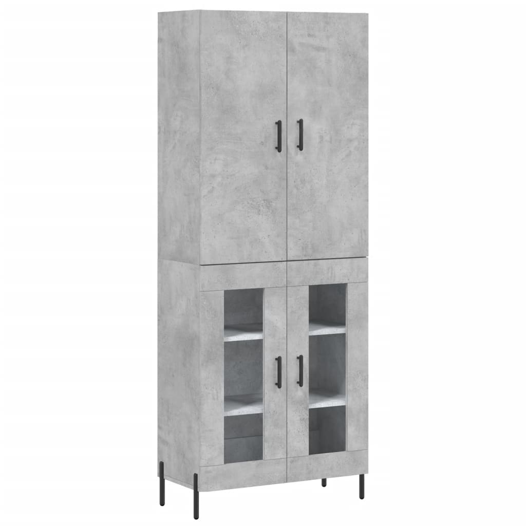 Hoge kast 69,5x34x180 cm bewerkt hout betongrijs